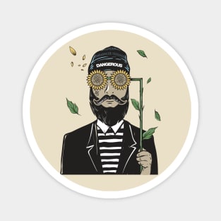 bearded man using sunflower glasses Magnet